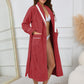 Contrast Trim Tie Waist Lounge Nightgown with Pockets