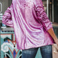 Sequin Lapel Collar Long Sleeve Blazer