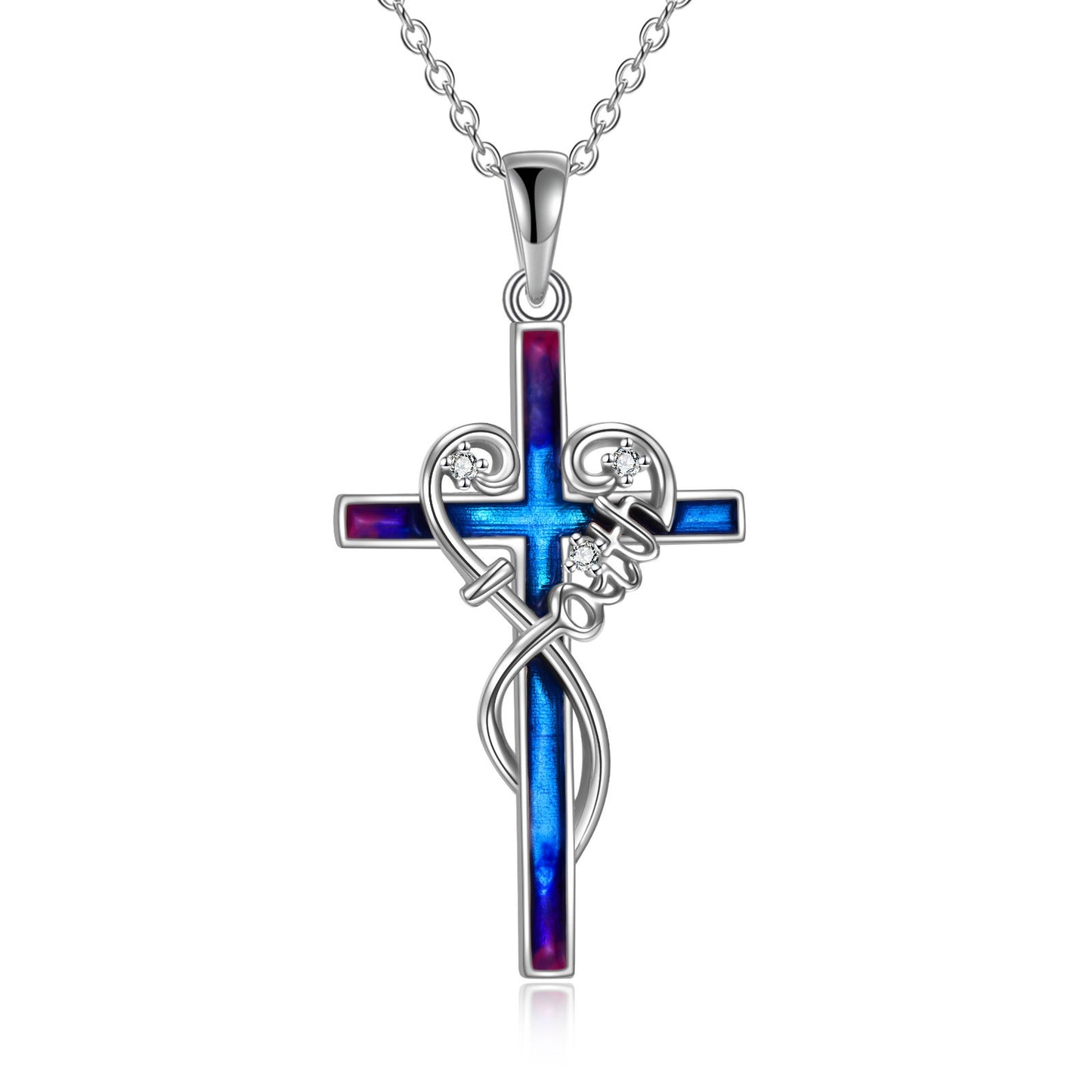 Sterling Silver Women Religious Cross Pendant Necklace Jewelry