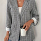 Single-Breasted Lapel Collar Plaid Blazer