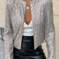 Full Size Sequin Open Front Cropped Jacket