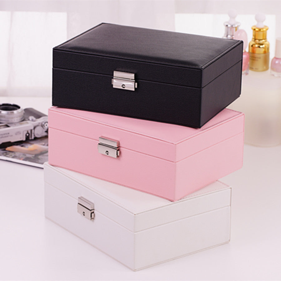 Double-layer Jewelry Storage Box Multi-functional Jewelry Storage Leather