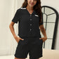 Button Down Short Sleeve Top and Shorts Lounge Set