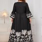 Honey Plus Size Printed V-Neck Long Sleeve Maxi Dress