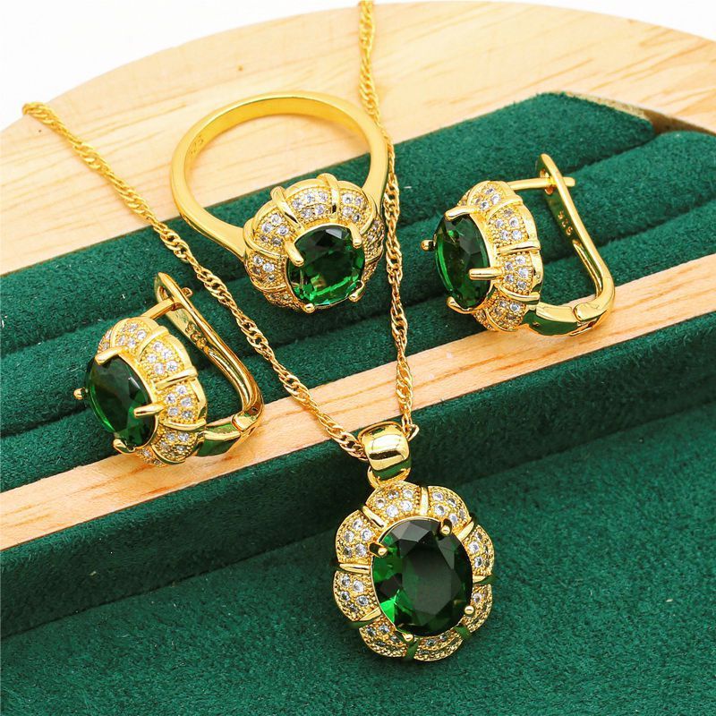 Women's Fashion Simple Full Rhinestone Zircon Jewelry Set