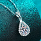 2 Carat Moissanite Teardrop Pendant 925 Sterling Silver Necklace