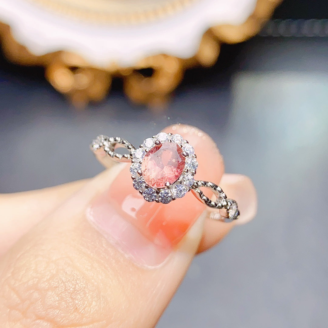 Jewelry Natural Tourmaline Ring S925 Silver Female Accessories