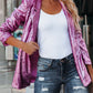 Sequin Lapel Collar Long Sleeve Blazer