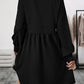 Ruched Button Up Long Sleeve Dress