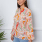 Floral Frill Notched Long Sleeve Blouse