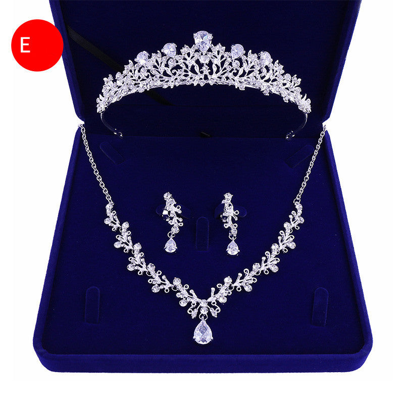 Bridal Headwear Crown Pearl Wedding Necklace Earrings Jewelry Set