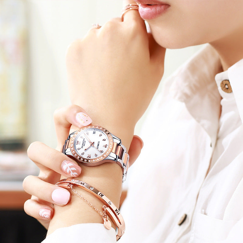 Ladies Fashion Diamond-studded Luminous Mechanical Watch