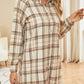 Plaid Collared Neck Long Sleeve Mini Shirt Dress