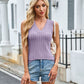 Ribbed Solid Color V-Neck Tank