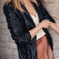 Sequin Lapel Collar Long Sleeve Blazer