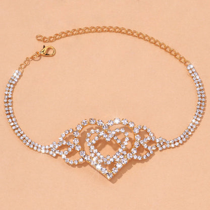 Rhinestone Anklet Personality Jewelry Creative Fashion Multilayer Love