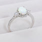 925 Sterling Silver Platinum-Plated Opal Ring