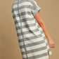 Umgee Peace Applique Striped Short Sleeve Mini Dress