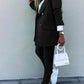 Lapel Collar Long Sleeve Blazer and Pants Set