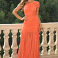 One-Shoulder Ruched Maxi Dress