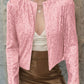 Full Size Sequin Open Front Cropped Jacket