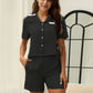 Button Down Short Sleeve Top and Shorts Lounge Set